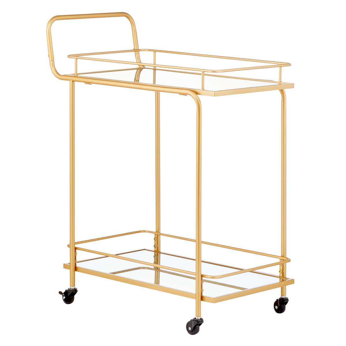 mDesign 2-Tier Rectangle Glass Bar Cart Soft Brass