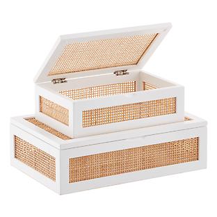 The Container Store Artisan Rattan Cane Hinge Lid Box