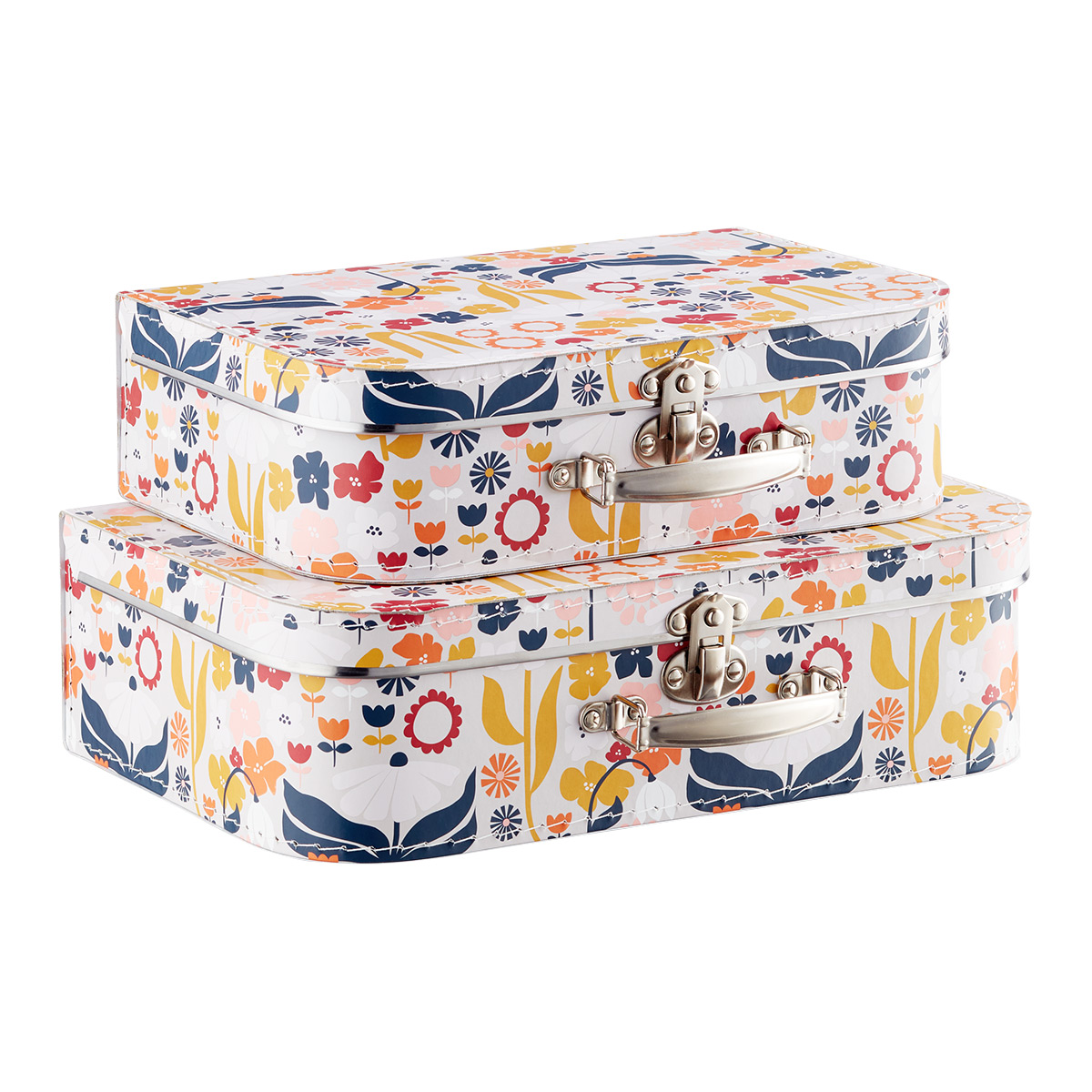 Bigso Suitcase Boxes Multi-Floral Set of 2