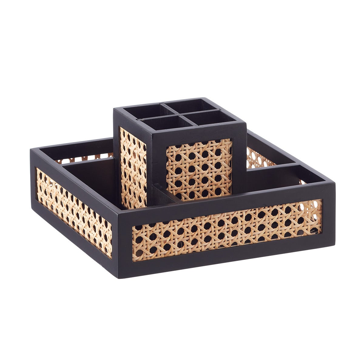 The Container Store Artisan Rattan Cane Square Rotating Organizer