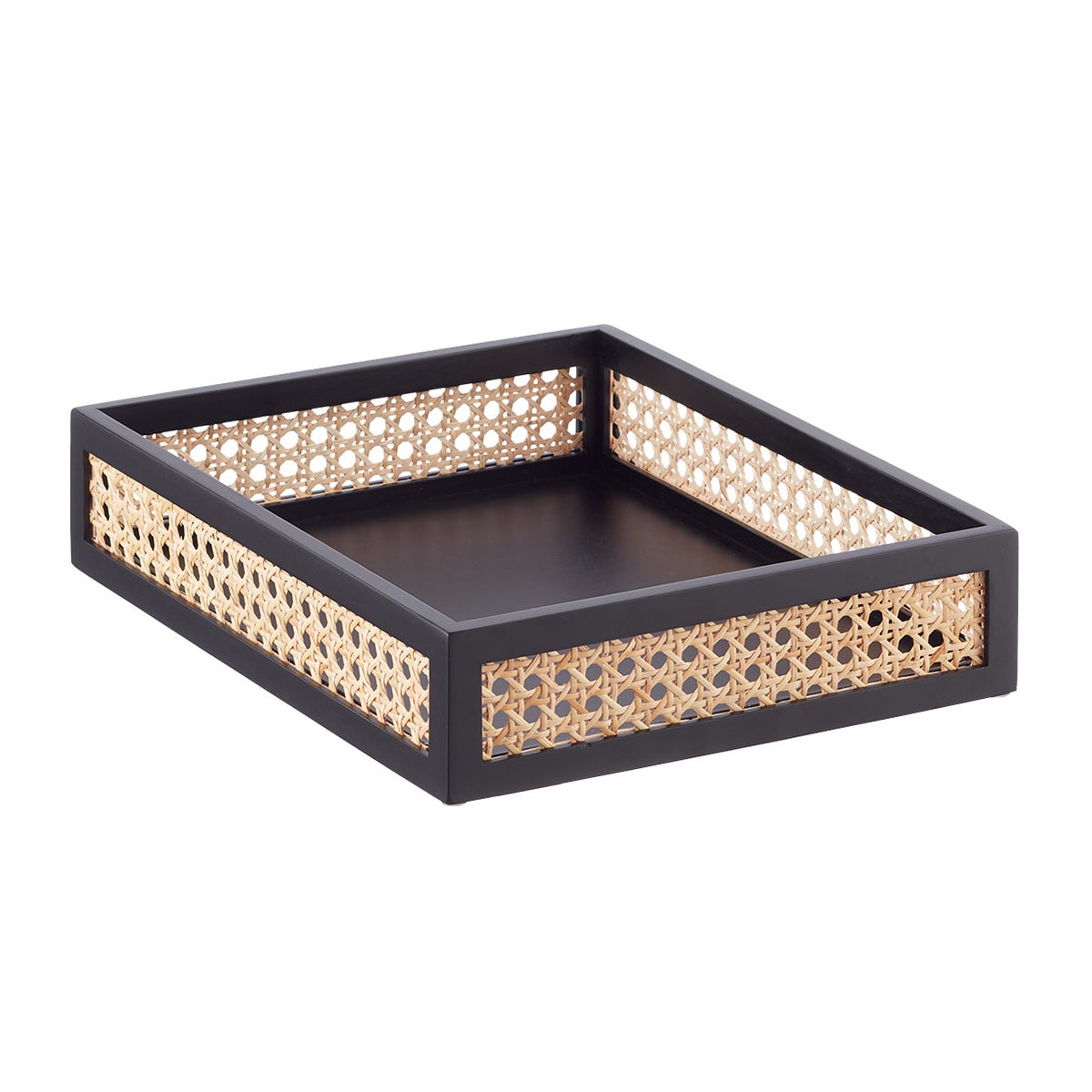 The Container Store Artisan Rattan Cane Letter Tray Black