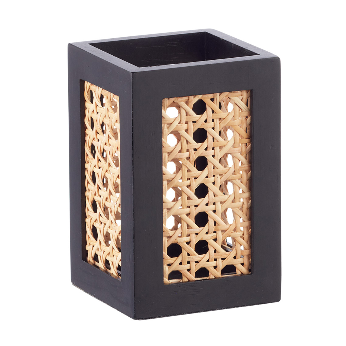 The Container Store Artisan Rattan Cane Pencil Cup Black
