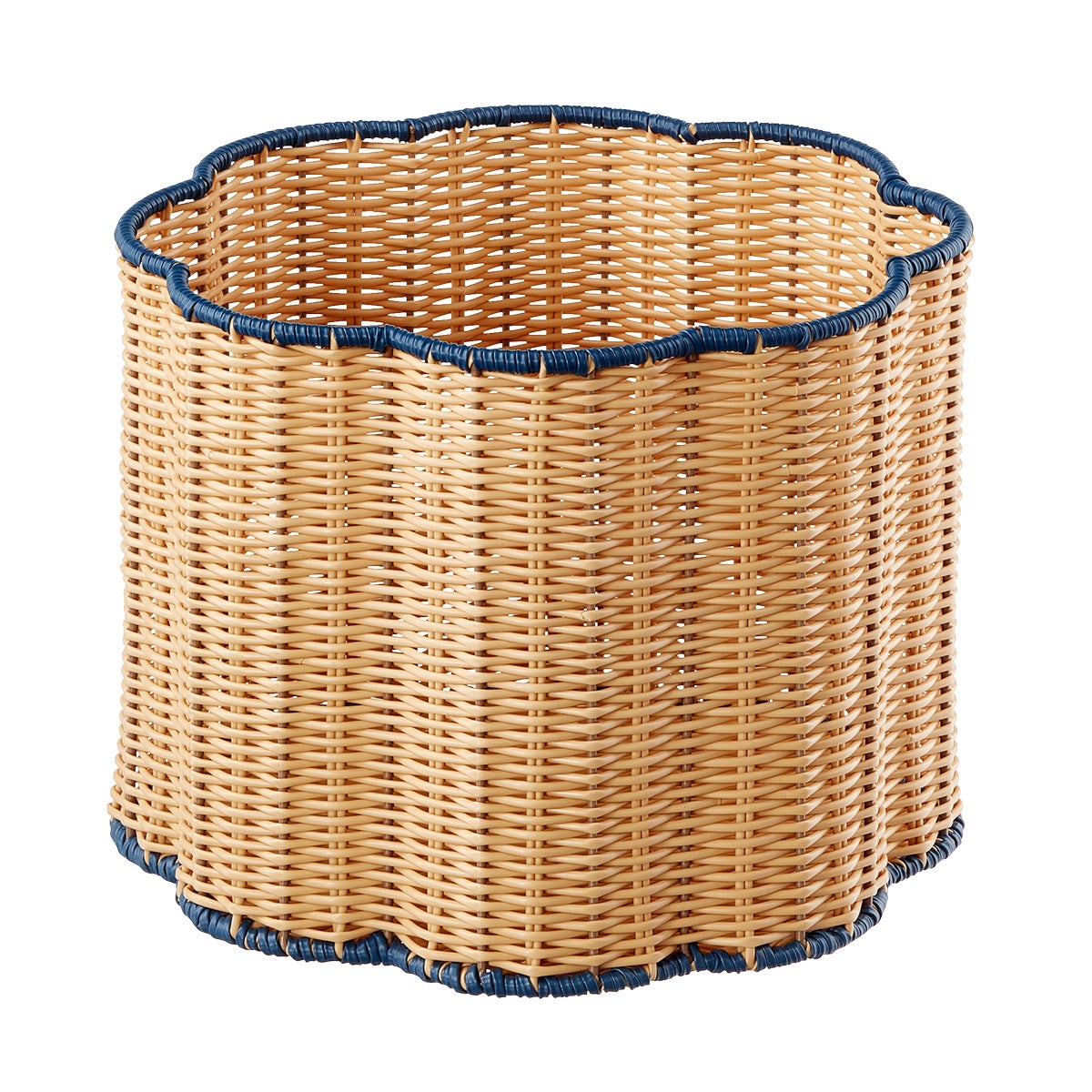 The Container Store Scalloped Edge Faux Rattan Bins