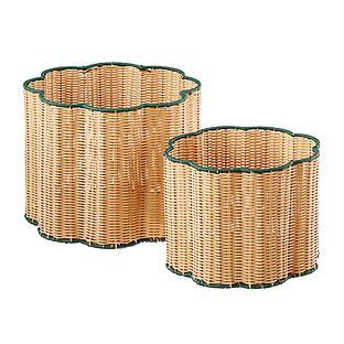 The Container Store Scalloped Edge Faux Rattan Bins