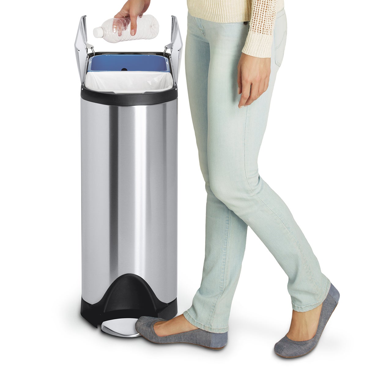 simplehuman Stainless Steel 11.8 gal. Butterfly Step Trash Can