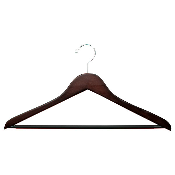 Petite Wooden Shirt Hanger Ribbed Bar Lotus Pkg/6, 15 x 1/2 x 8-5/8 H | The Container Store