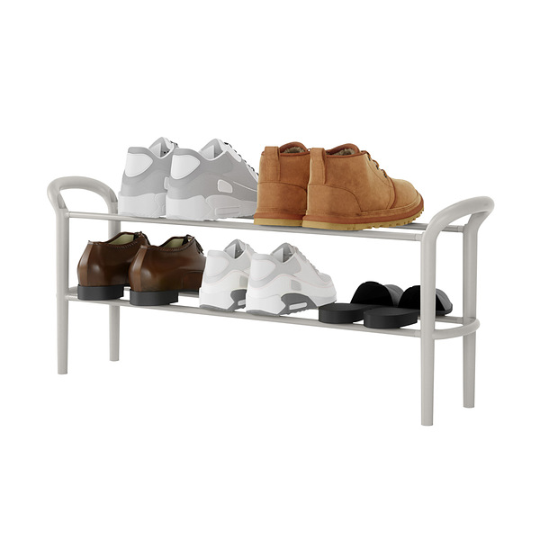 Organize It All Silver Metal Shoe Rack with Shelf, 3 Tier Shoe