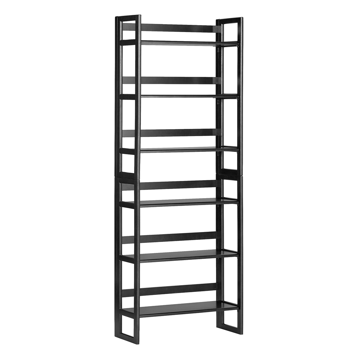 The Container Store 2 Solid Wood Stackable Folding Matte Black