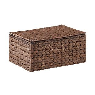 Mocha Small Water Hyacinth Storage Box with Hinged Lid