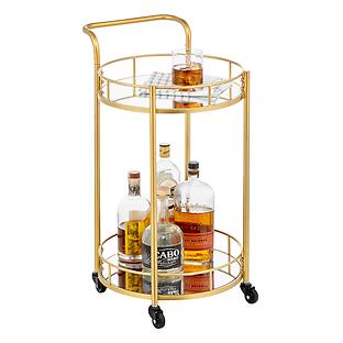 mDesign Round 2-Tier Glass Bar Cart