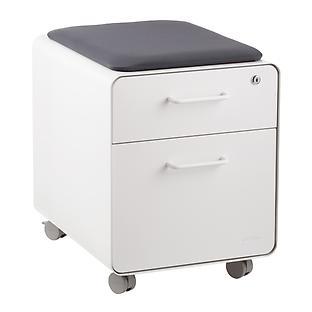 Poppin Mini 2-Drawer Stow Filing Cabinet with Seat