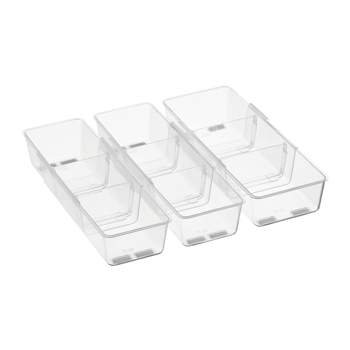 Elfa Classic Medium Expandable Drawer Organizer Kit Clear Set of 3