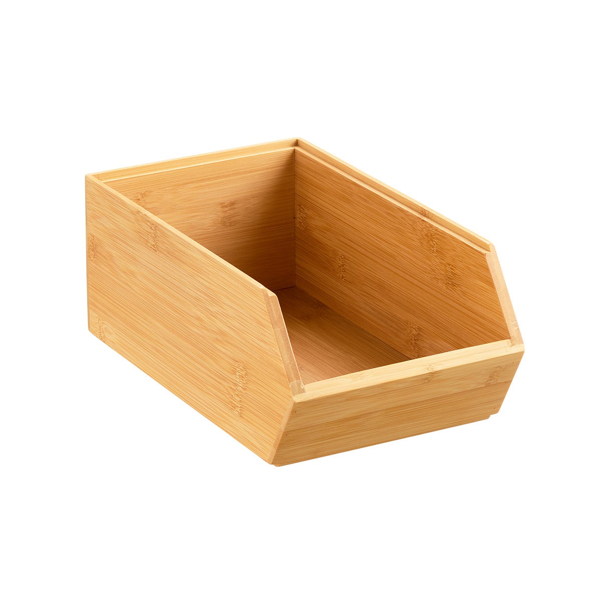 Medium Deep Stacking Bamboo Bin Natural