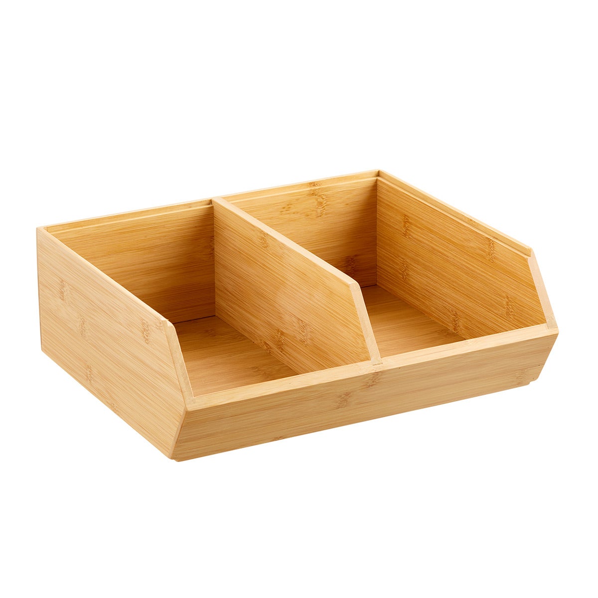The Container Store Large Divided Stacking Bamboo Bin Natural