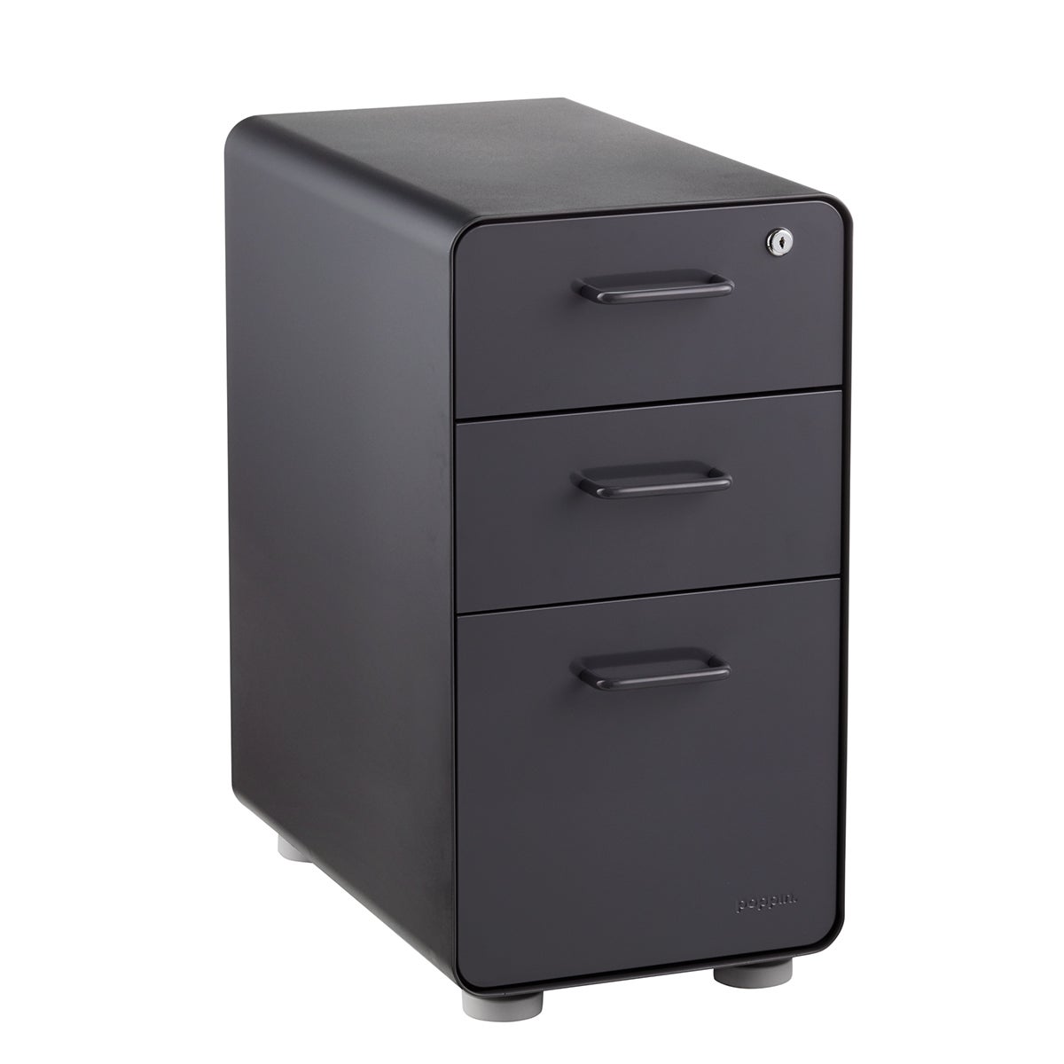 Poppin Dark Grey Slim 3-Drawer Stow Filing Cabinet