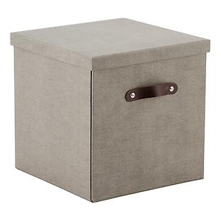 Bigso Marten Grey Storage Cube With Leather Handles