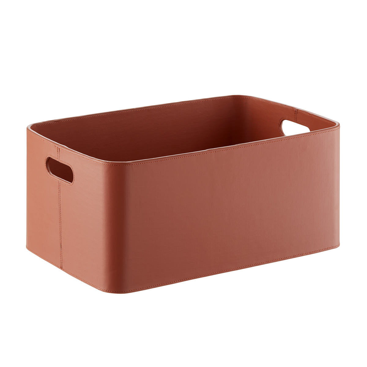 The Container Store Large Samson Faux Leather Bin Cognac