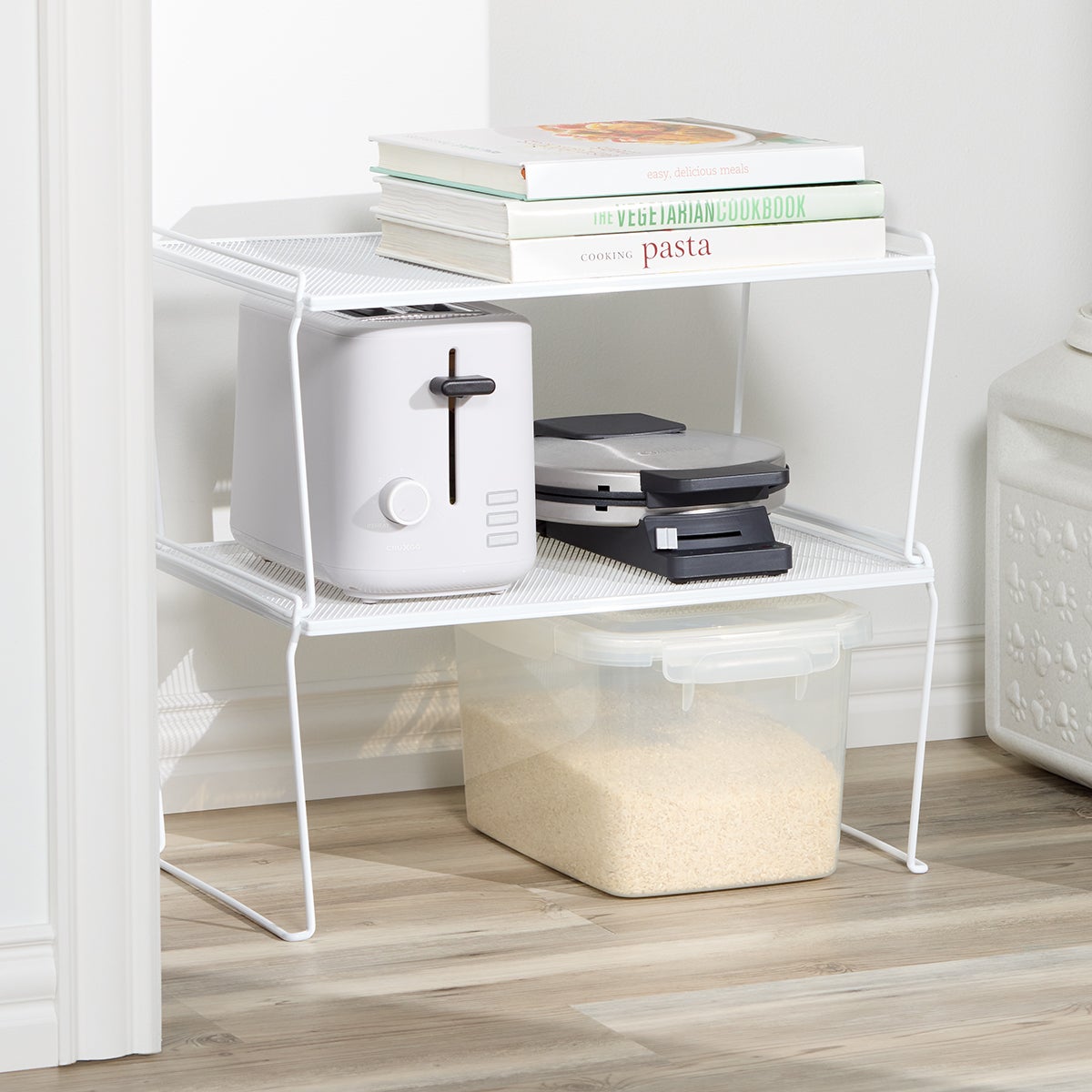 Medium White Mesh Stackable Shelves
