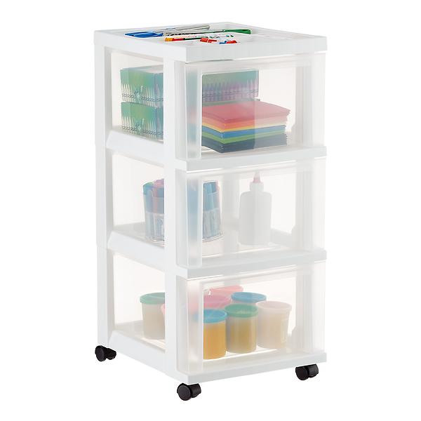 Iris 3-Drawer Storage Cart with Organizer Top