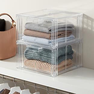 The Container Store Clearline Stackable Sweater Drawer Case of 2