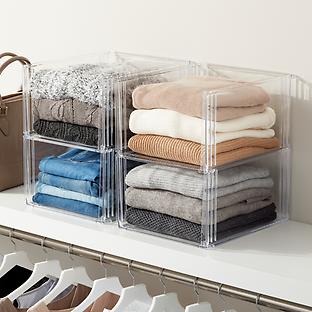 The Container Store Clearline Stackable Open Bin Case Packs