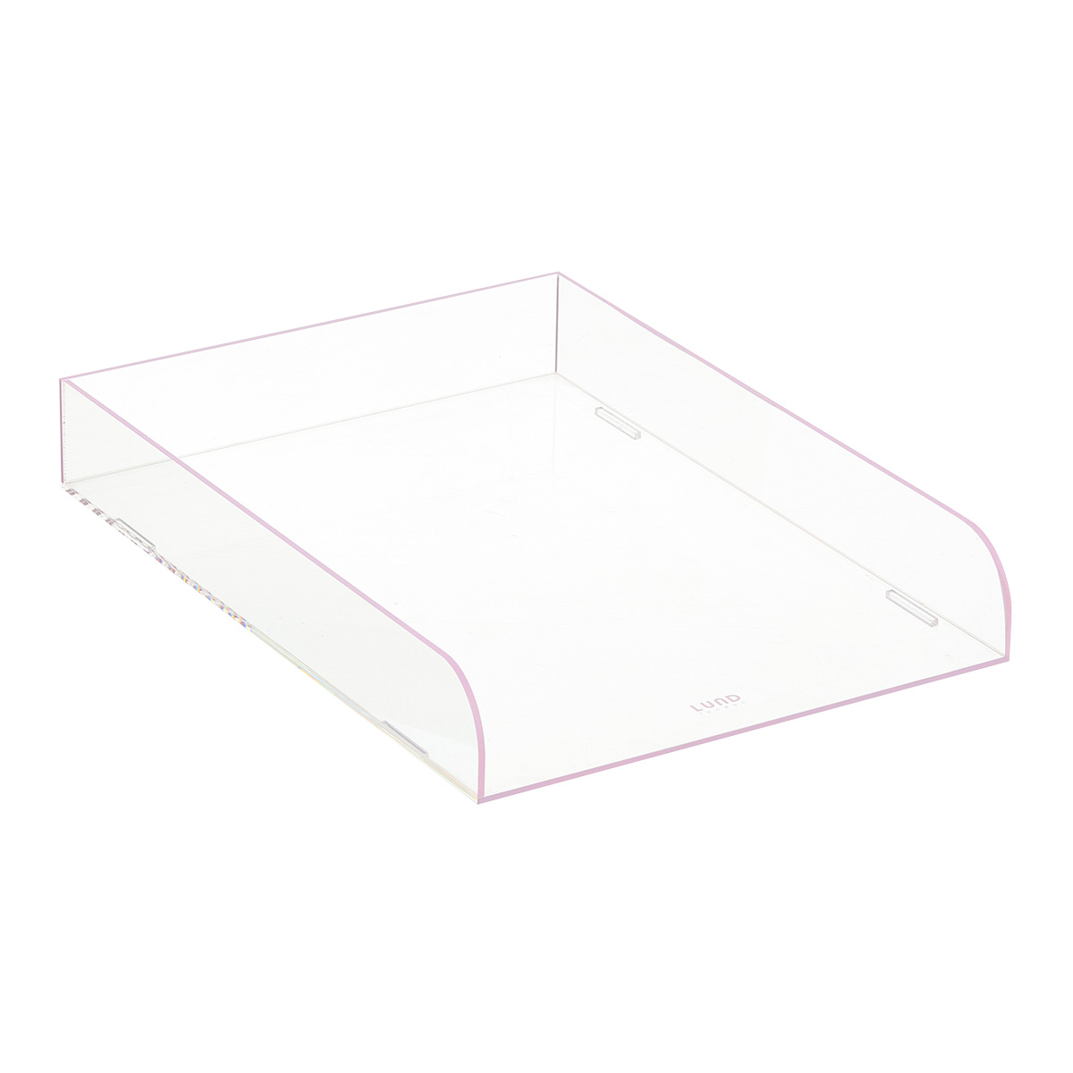 Lund London Mod Acrylic Stacking Letter Tray Clear/ Blush Trim