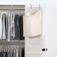 Wenko Over The Door Laundry Bin - Canguro Beige, Hanging Laundry Bag With Bottom Zipper For Easy Emptying, Space-Saving Design With 2 Hooks