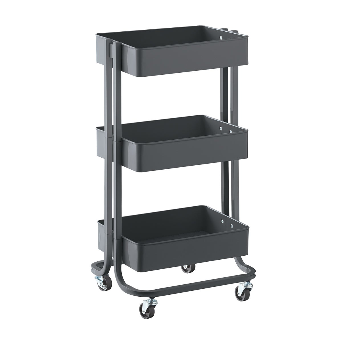 The Container Store 3-Tier Rolling Cart Dark Grey