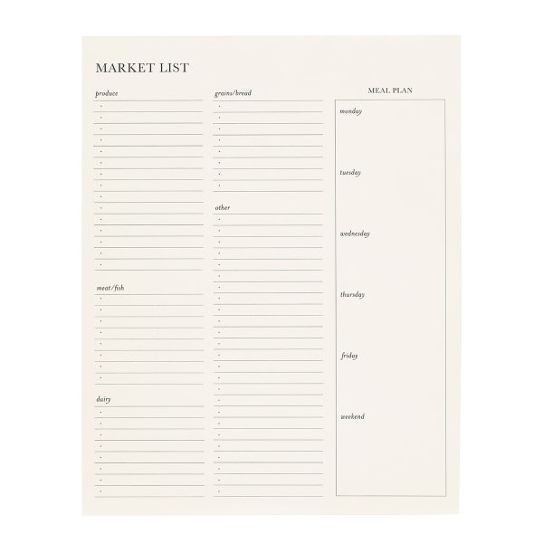 Sugar Paper Market List Meal Planning Notepad