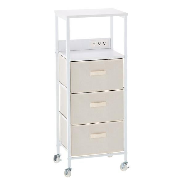 The Container Store 3-Drawer Rolling Cart with Power