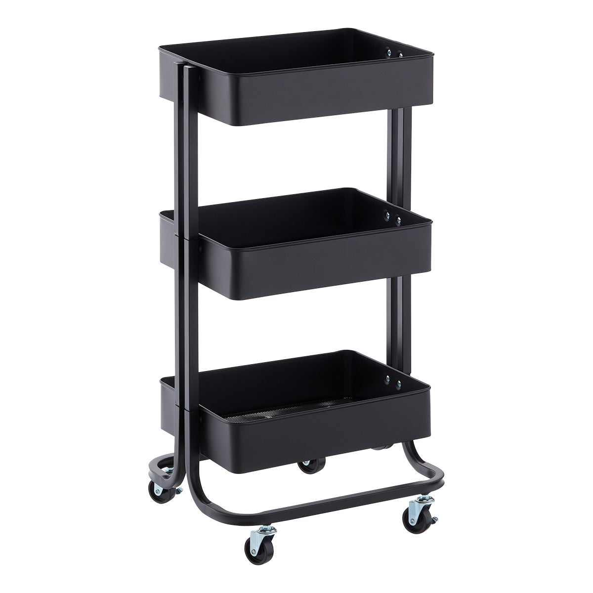 The Container Store 3-Tier Rolling Cart Matte Black