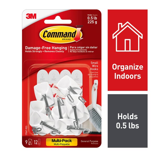 3M Command Small Wire Hooks Pack of 9