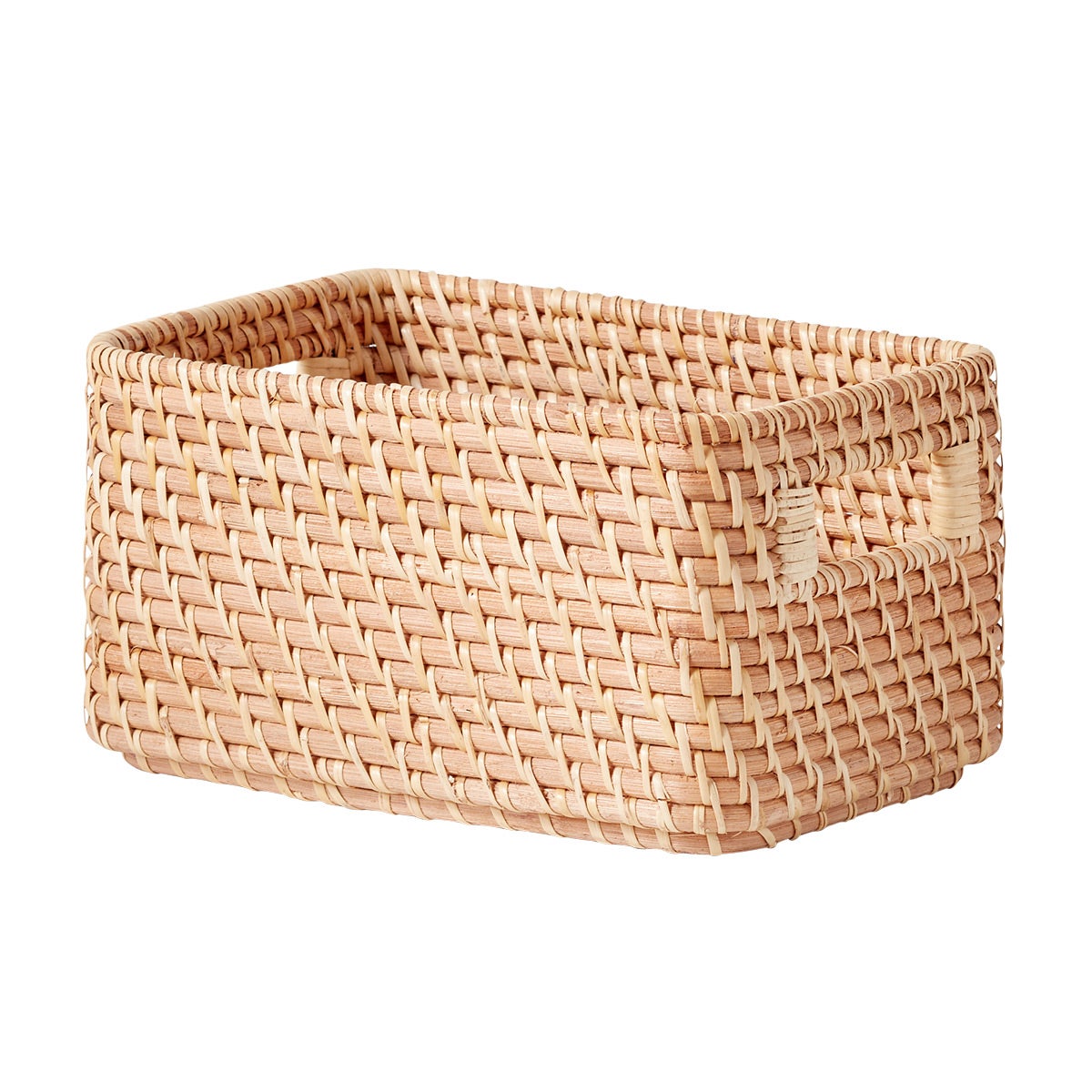 The Container Store Small Ori Rattan Bin w/ Handles Honey