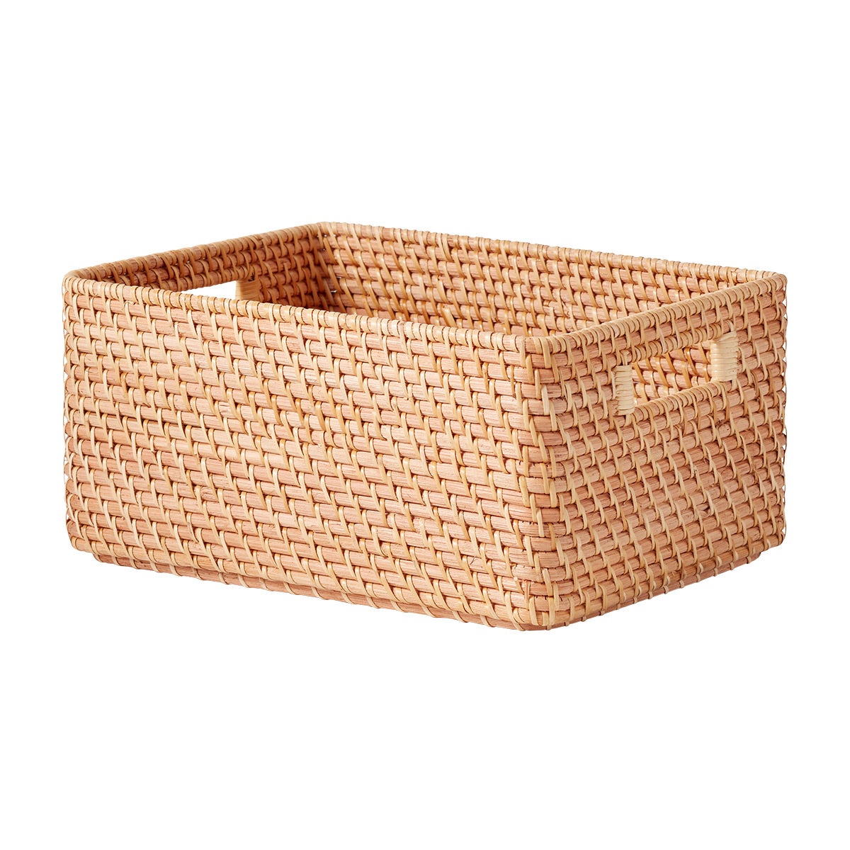 The Container Store Large Ori Rattan Bin w/ Handles Honey