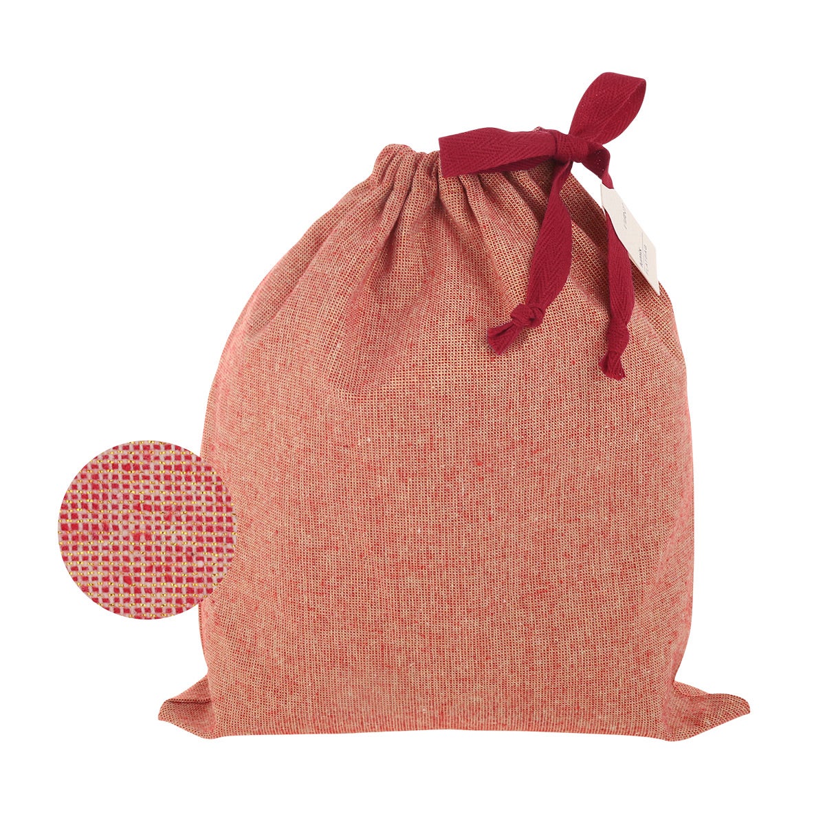 Vivant Small Fabric Drawstring Gift Sack Metallic Red