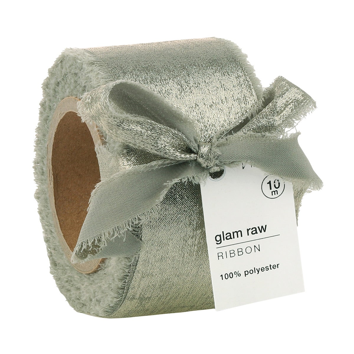 Vivant Ribbon Glam Raw-Edge Metallic Sage Green