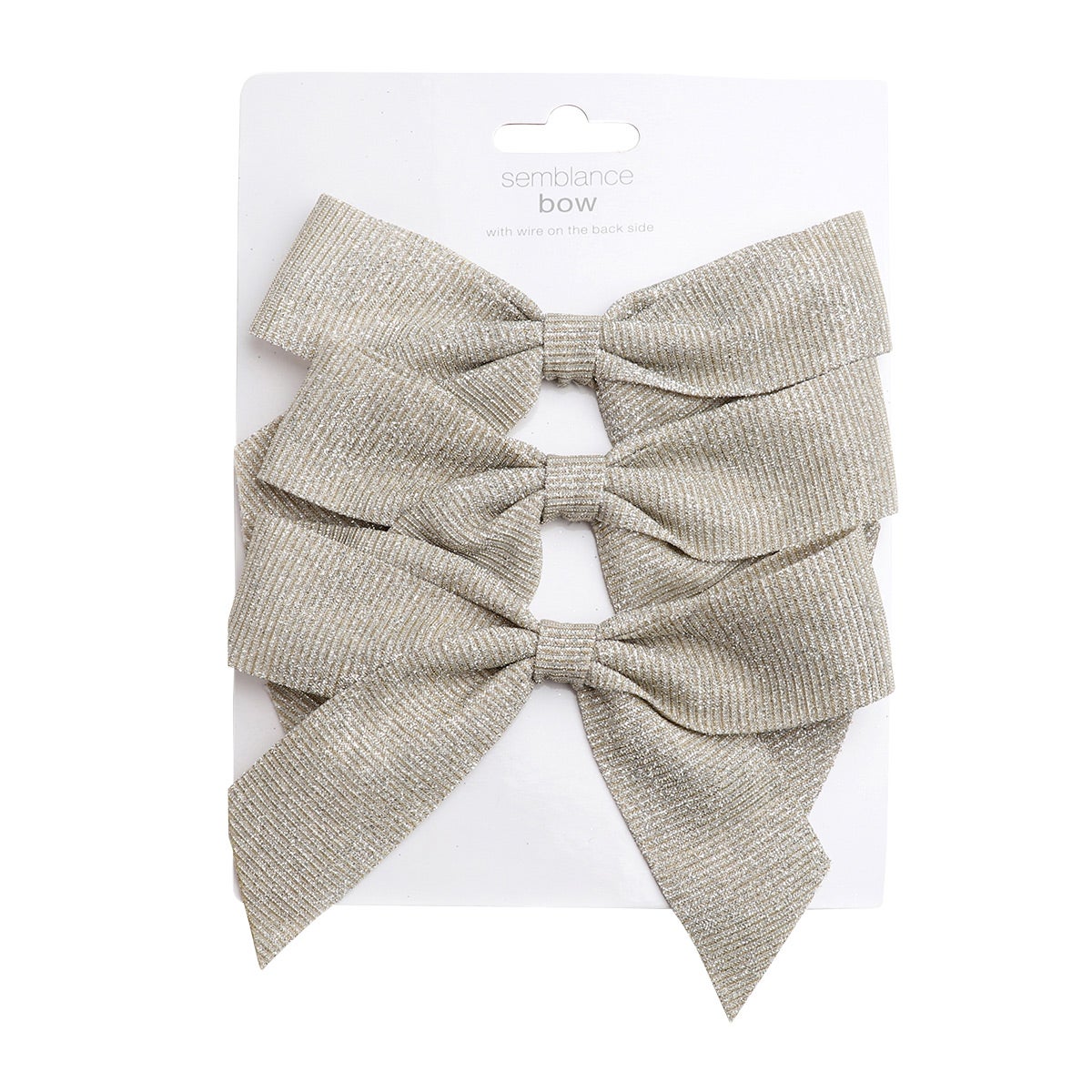 Vivant Bow Pre-Tied Metallic Ribbon Champagne Pkg/3