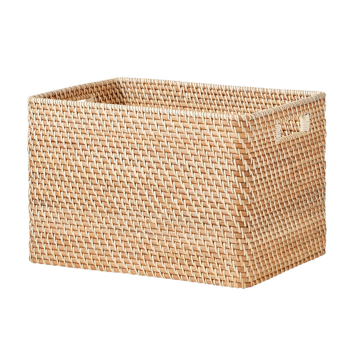 The Container Store X-Large Ori Rattan Bin w/ Handles Honey