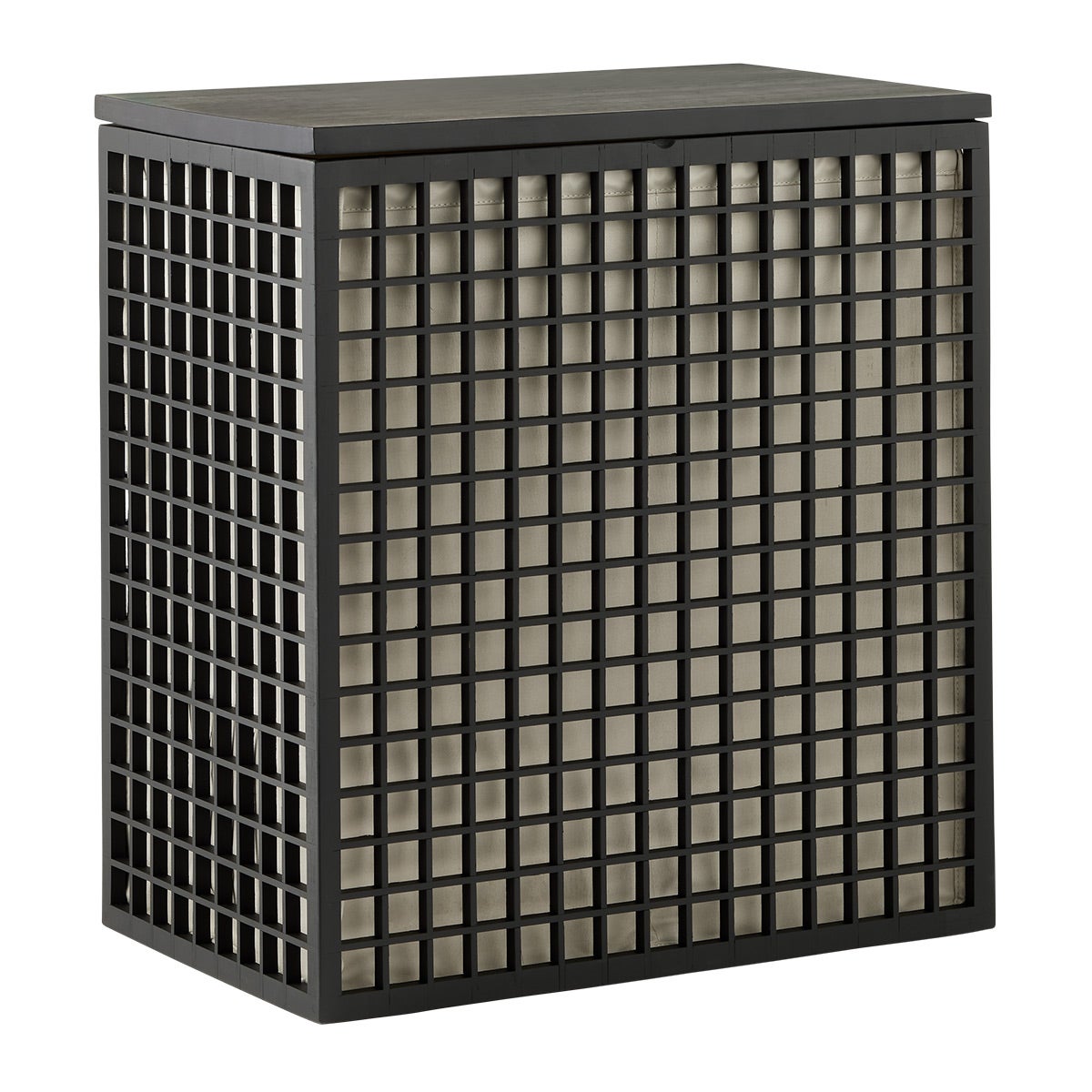 2-Section Bamboo Hamper Ink Black - The Container Store