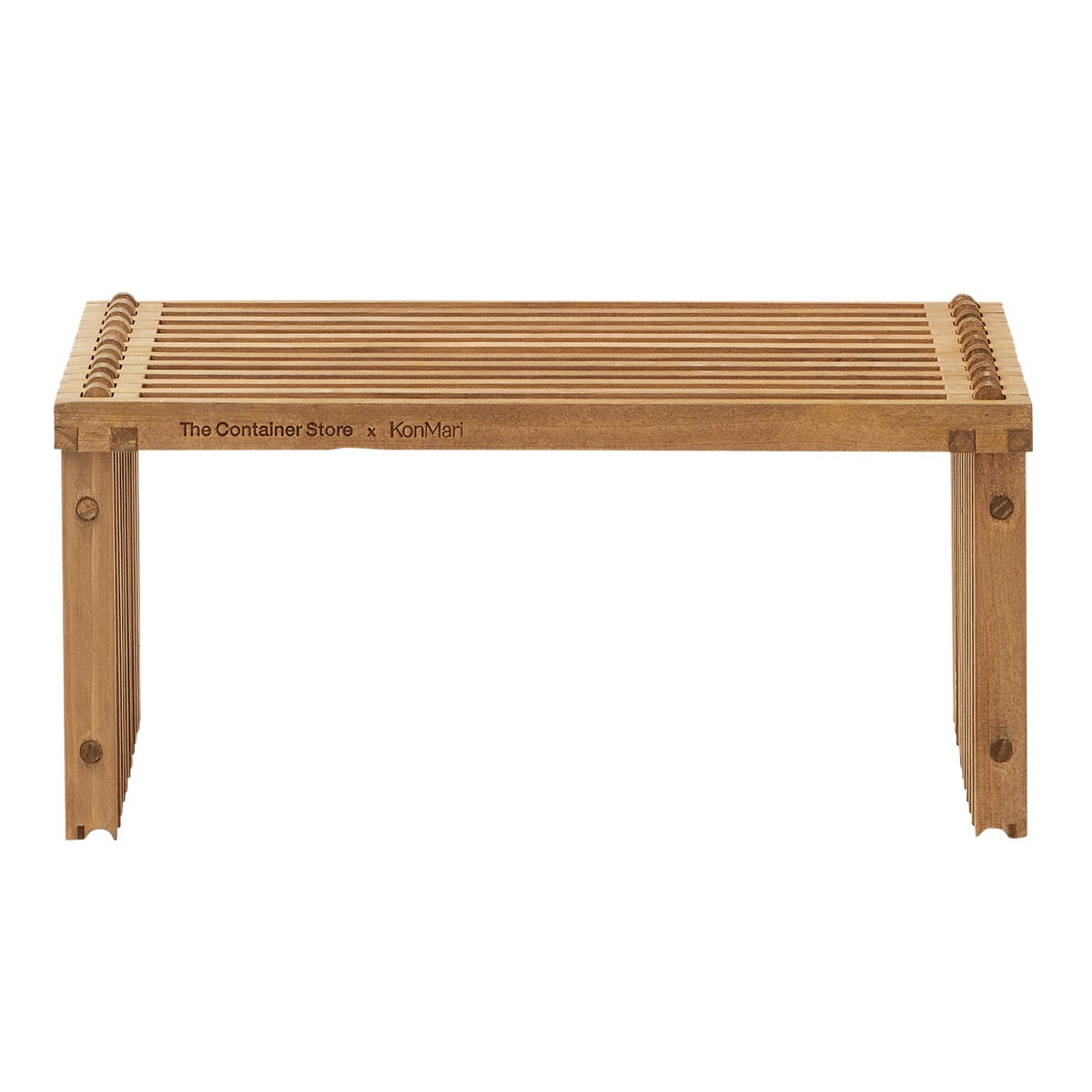 The Container Store Small Shoji Stacking Slatted Wood Shoe Shelf Kocha Brown