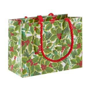 Caspari Mini Holly and Mistletoe Tote