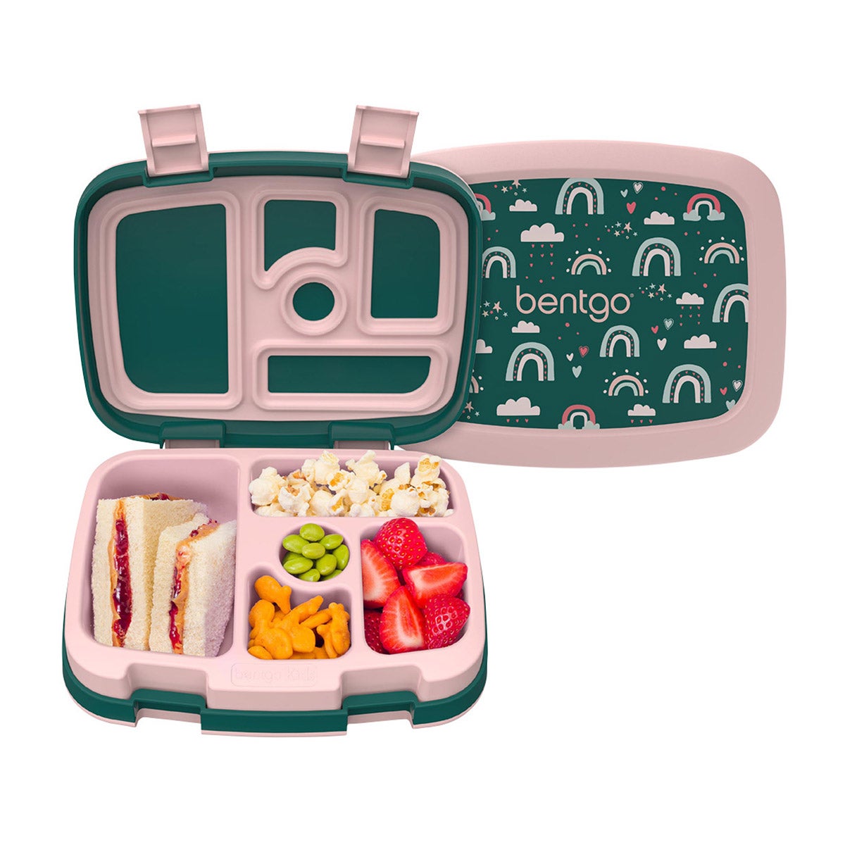BentGo Kids Print Lunch Box Green Rainbow