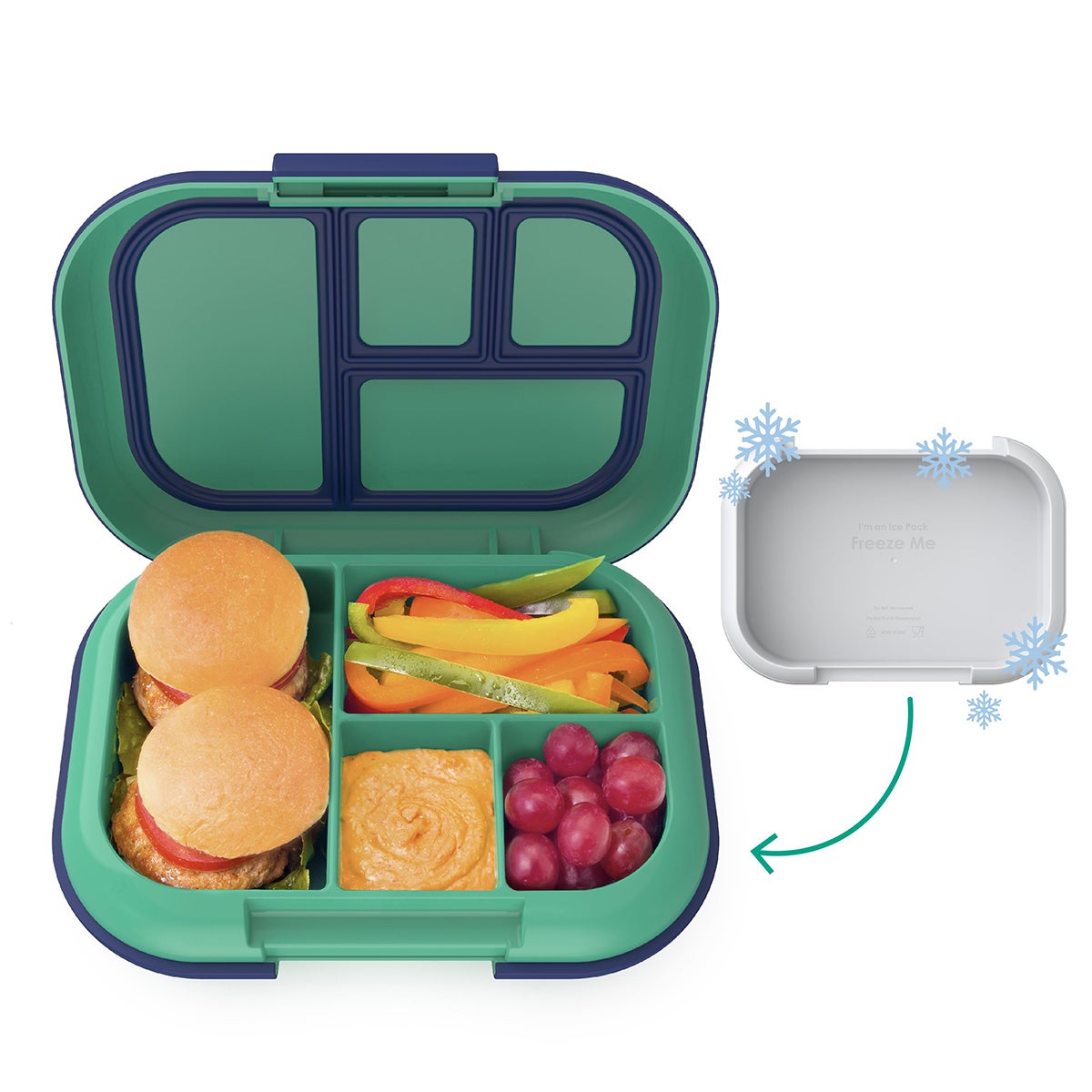 BentGo Kids Chill Lunch Box Green/Navy