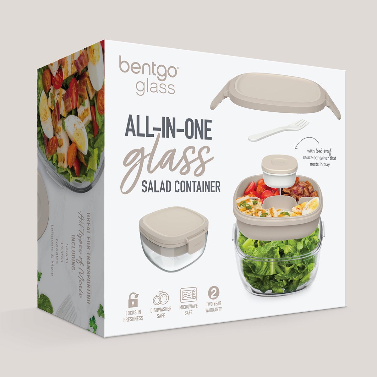 BentGo Glass All-in-One Container White Stone Tan