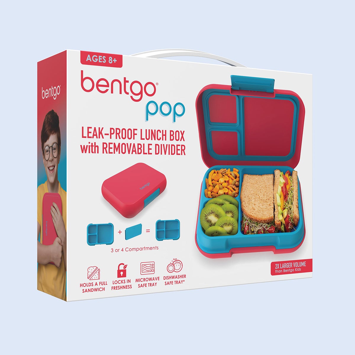 BentGo Pop Lunch Box Flame Red/Turquoise