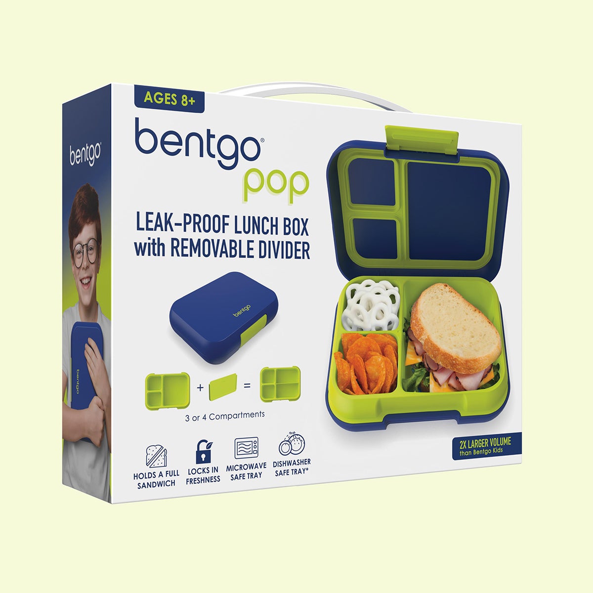 BentGo Bentgo Pop Lunch Box Navy Blue/Chartreuse