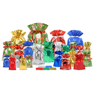 Giftmate Holly Memories Drawstring Gift Bag Set