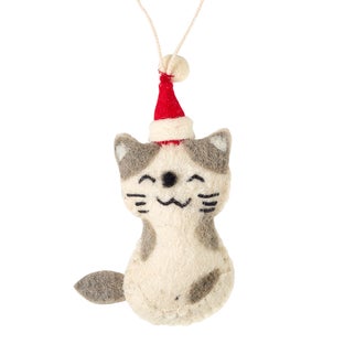 Felt Santa Cat Tie-On Ornament
