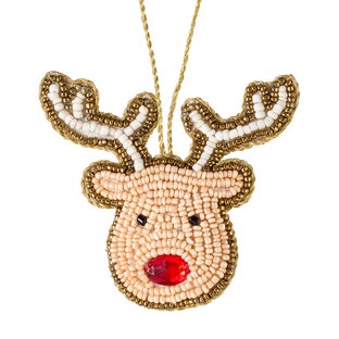 Beaded Reindeer Tie-On Ornament
