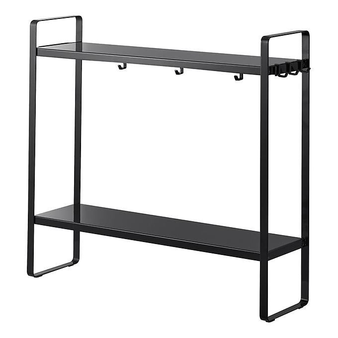 Yamazaki 3598 TOWER 3~Tiered Storage Rack, Black, Steel/Wood, 60 X 46.5 X 90 Cm